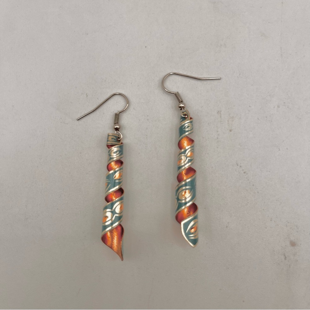 ***NEW** TURQUOISE COPPER ARTISAN TWISTED EARRINGS